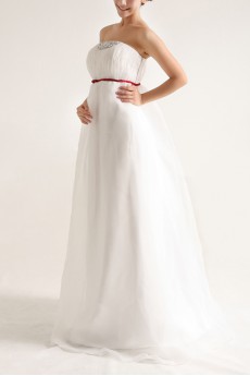 Organza Strapless Floor Length Empire Gown with Sequins