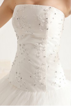 Lace Strapless Ball Gown with Crystal