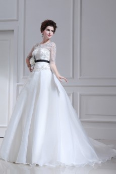 Lace Strapless Ball Gown with Sequins