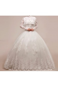 Net and Satin Sweetheart Floor Length Ball Gown