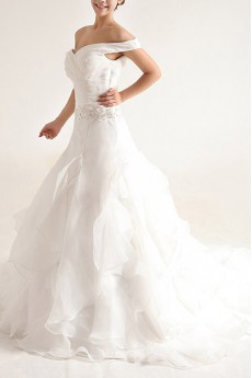 Organza Off-the-Shoulder Ball Gown with Sequins