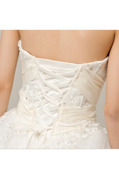 Organza Strapless Ball Gown with Beading