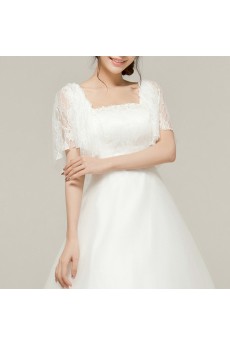Lace Square Neckline A-line Gown with Embroidered