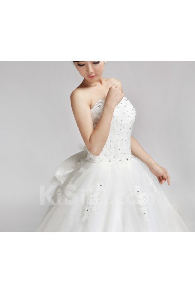 Lace Strapless Cathedral Train Ball Gown with Crystal