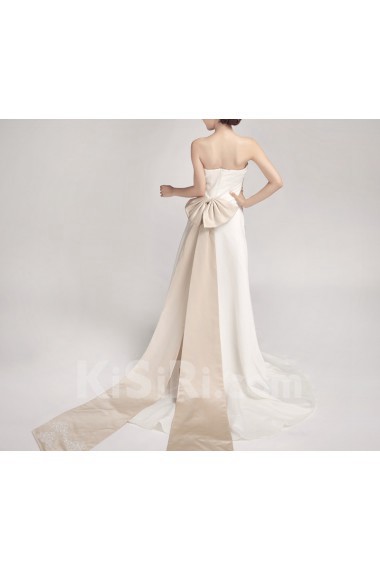 Satin Strapless Cathedral Train A-line Gown