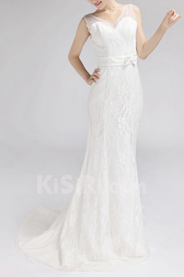 Lace V-neck Empire Gown with Sequins