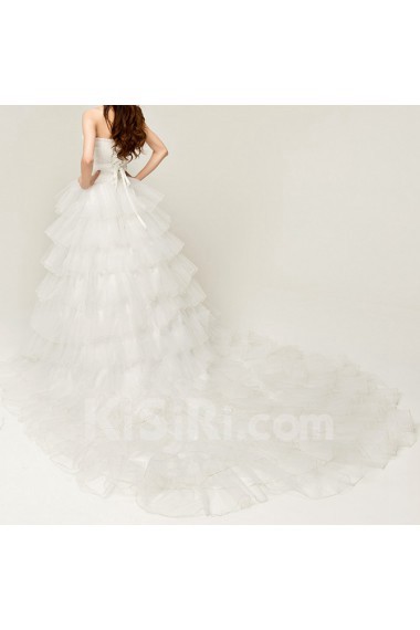 Organza Strapless Cathedral Train Ball Gown with Sequins