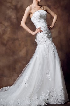 Satin Strapless Sheath Gown with Sequins