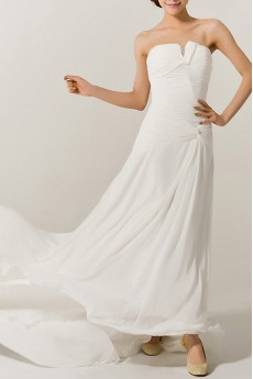 Chiffon Strapless A-line Gown with Crystal