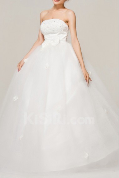 Satin Strapless Ball Gown with Sequins