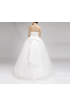 Satin Strapless Floor Length Ball Gown with Beading