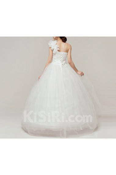 Satin One Shoulder Floor Length Ball Gown with One Shoulder