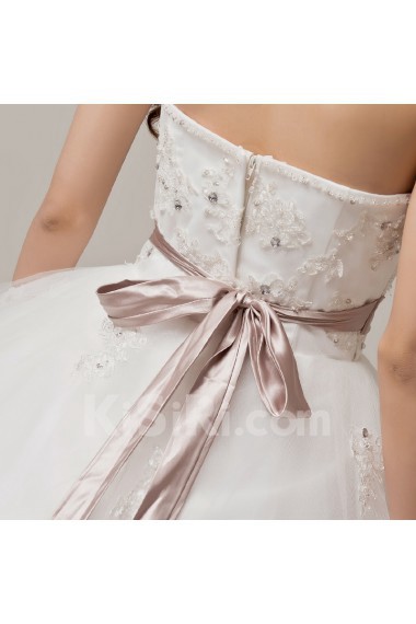 Satin Sweetheart Floor Length Ball Gown with Crystal