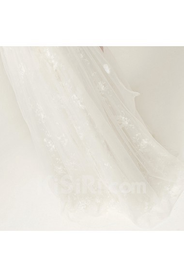 Organza Straps Neckline Floor Length Ball Gown with Handmade Flowers