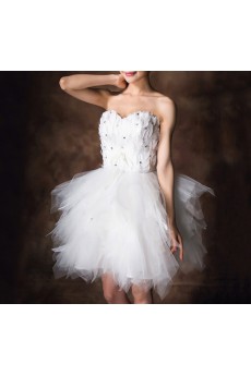 Satin Strapless Short Ball Gown with Crystal