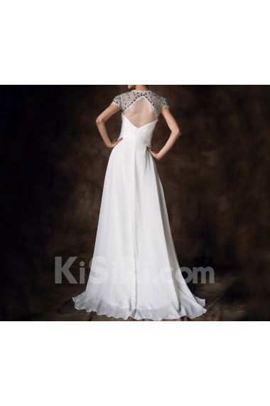 Satin V-neck Empire Gown with Crystal