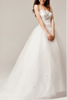 Net Sweetheart Ball Gown with Crystal