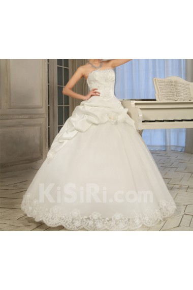 Lace Strapless Floor Length Ball Gown with Sequins