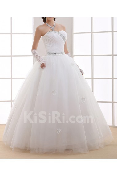 Organza Jewel Neckline Floor Length Ball Gown with Crystal