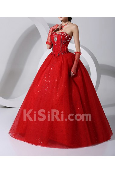 Organza Sweetheart Floor Length Ball Gown with Sequins