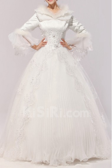 Tulle Jewel Neckline Floor Length Ball Gown with Sequins