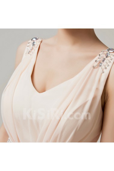 Chiffon V-neck Short Dress with Crystal