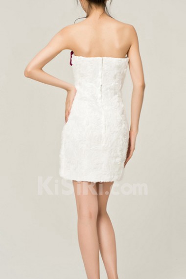 Lace Strapless Short Dress with Handmade Flowers