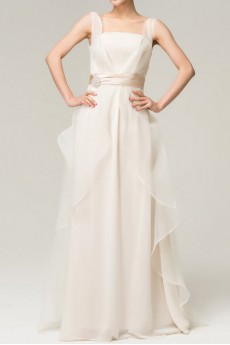 Organza Square Neckline Floor Length A-line Dress with Crystal