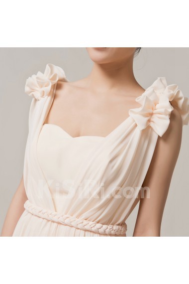 Chiffon Straps Neckline A-line Dress with Handmade Flowers