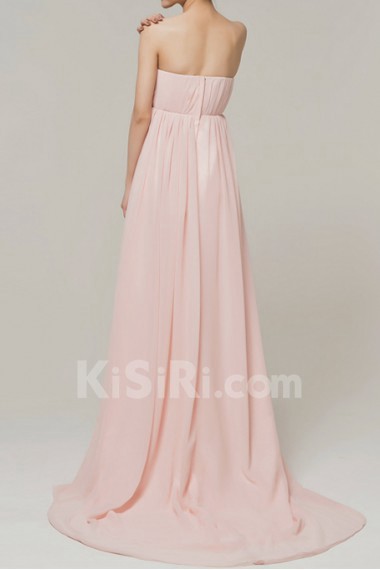 Chiffon Strapless Floor Length Empire Dress with Crystal