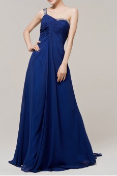 Chiffon One Shoulder Empire Dress with Sequins