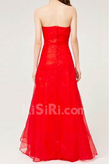 Tulle Strapless Floor Length A-line Dress with Sequins