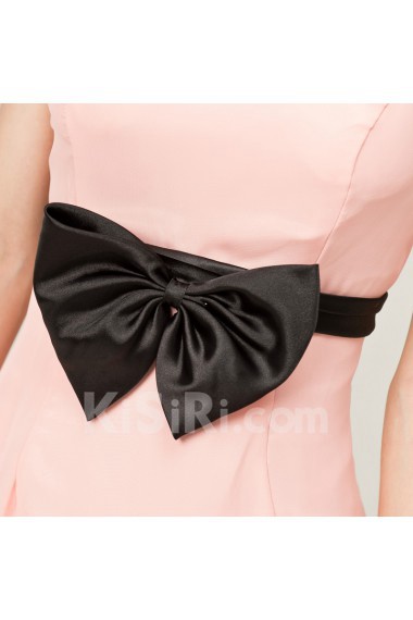 Chiffon Square Neckline Short A-line Dress with Bow