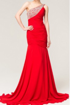 Chiffon One Shoulder Mermaid Dress with Sequins