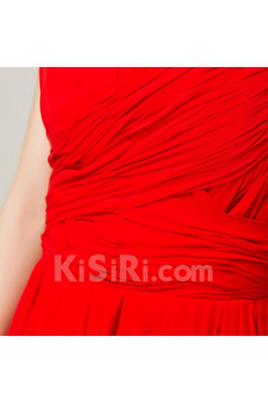 Chiffon V-neck Floor Length Corset Dress with Crystal