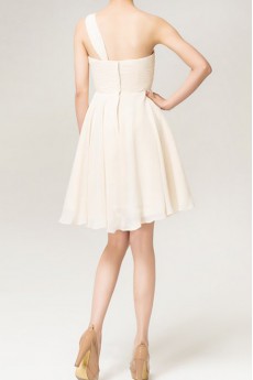 Chiffon One Shoulder Short Dress with Crystal