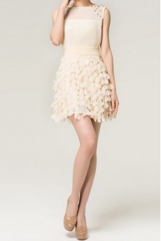 Chiffon Jewel Neckline Short Corset Dress with Beading