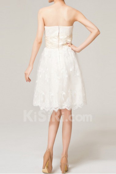 Lace Strapless Short A-line Dress with Bow