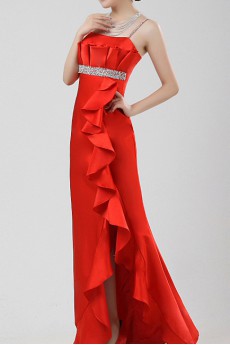 Satin Scoop Neckline Ankle-Length Empire Dress with Sequins