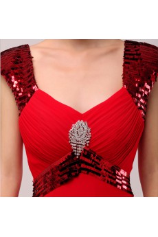 Chiffon V-neck Floor Length Empire Dress with Sequins
