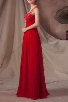 Chiffon Straps Neckline Floor Length Empire Dress with Sequins