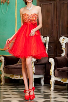 Satin Sweetheart Short Dress with Sequins