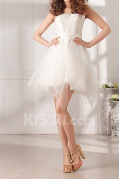 Tulle and Satin Strapless Short Dress