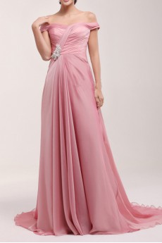 Chiffon Off-the-Shoulder A-line Dress with Sequins