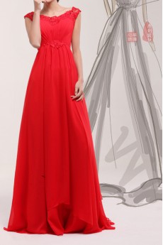 Chiffon Scoop Neckline A-line Dress with Sequins