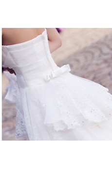 Lace,Satin,Tulle,Organza Strapless A-line Dress with Bow