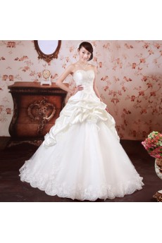 Satin,Tulle Sweetheart A-line Dress with Handmade Flowers