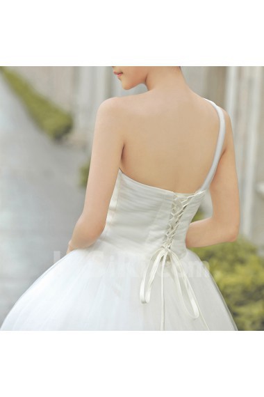 Satin,Tulle,Organza One-shoulder Ball Gown Dress with Handmade Flowers