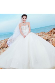 Satin,Tulle,Net Sweetheart A-line Dress with Diamond