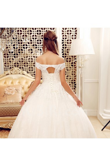Lace,Net Off-the-Shoulder Ball Gown Dress with Bead
